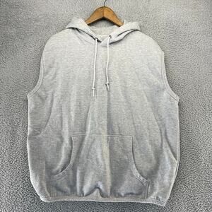 Vintage Blank Sweatshirt Men's XL Gray Hoodie Sleeveless Workout Lifting Muscle